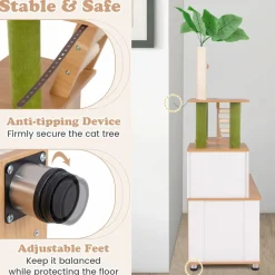 Tangkula Cat Tree with Litter Box Enclosure, 2-in-1 Cat Tower with Condo