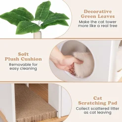 Tangkula Cat Tree with Litter Box Enclosure, 2-in-1 Cat Tower with Condo