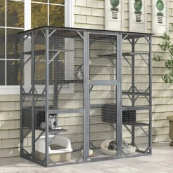 Tangkula Catio Outdoor Cat Enclosure Large, 71 Inch Outdoor Cat House Weatherproof with Asphalt Roof