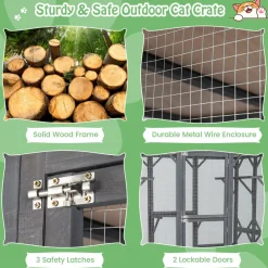 Tangkula Catio Outdoor Cat Enclosure Large, 71 Inch Outdoor Cat House Weatherproof with Asphalt Roof