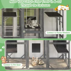Tangkula Catio Outdoor Cat Enclosure Large, 71 Inch Outdoor Cat House Weatherproof with Asphalt Roof