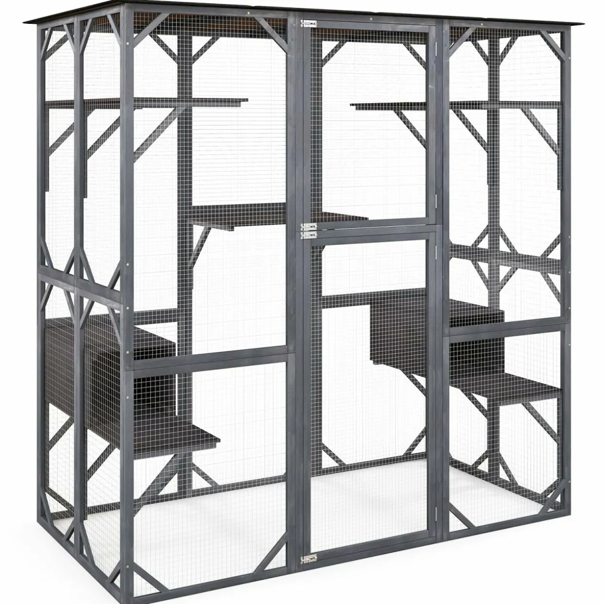Tangkula Catio Outdoor Cat Enclosure Large, 71 Inch Outdoor Cat House Weatherproof with Asphalt Roof
