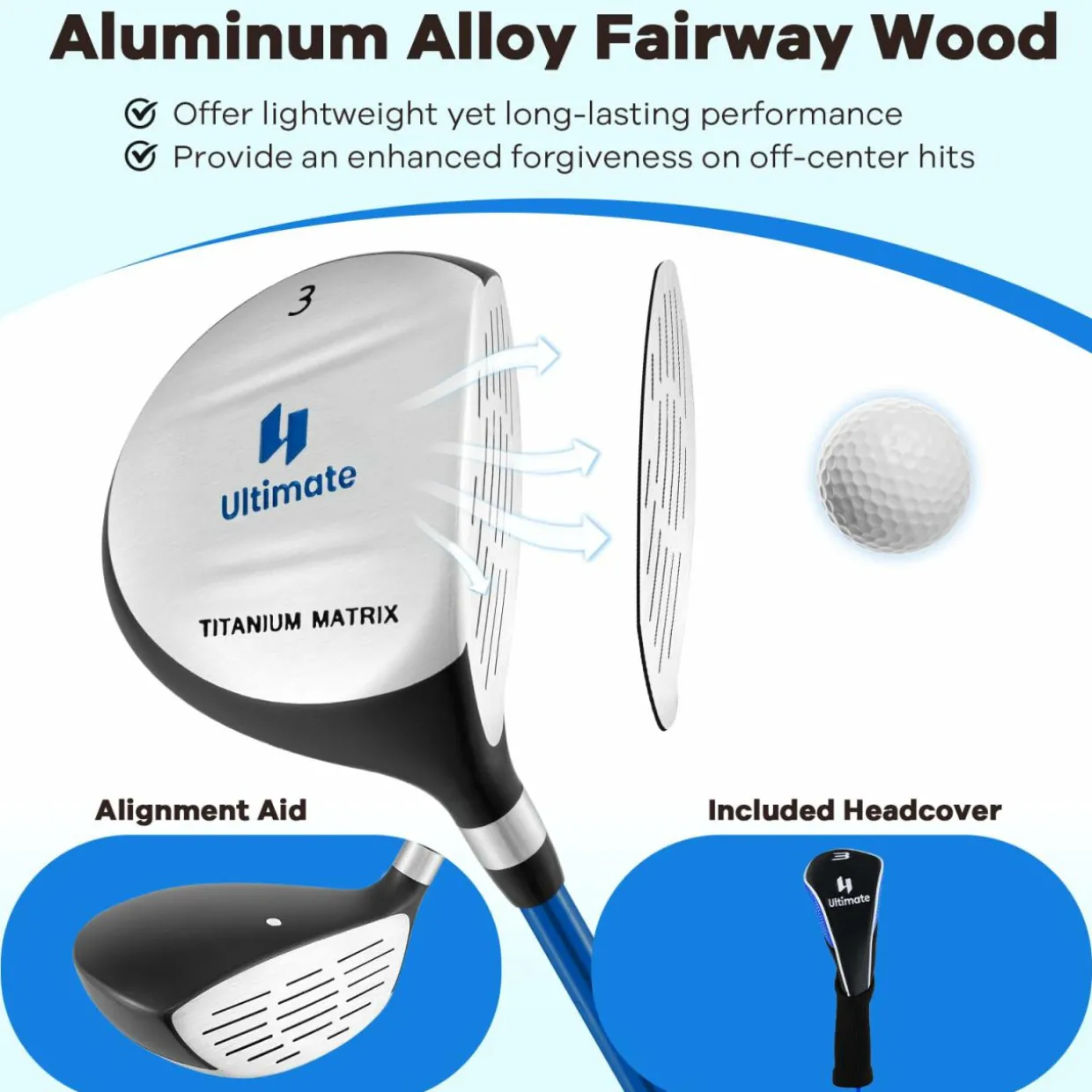 Tangkula 165CC Junior #3 Fairway Wood for Kids
