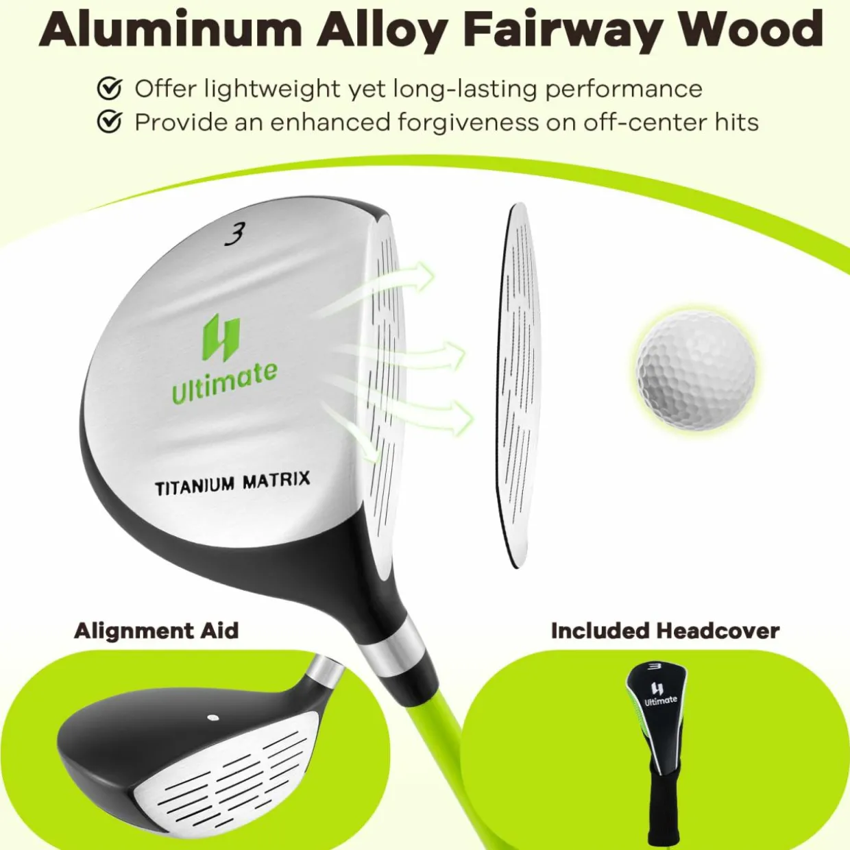 Tangkula 165CC Junior #3 Fairway Wood for Kids