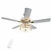 Tangkula Ceiling Fan with Crystal Light, 52 Inches Classical Ceiling Fan with Remote Control & 5 Iron Reversible Blades