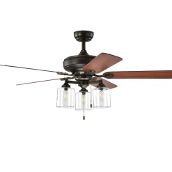 Tangkula Ceiling Fan with Lights 52 Inch, Industrial Pull Chain Ceiling Fan with Lighting