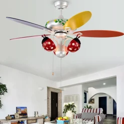 Tangkula 52"Ceiling Fan with Pull Chain Control, Kids Fan Light with 5 Colorful Blades and 3-Speed,Multi-Color