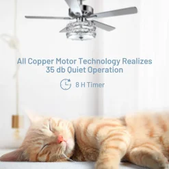Tangkula Ceiling Fan with Crystal Light, 52 Inches Classical Ceiling Fan with Remote Control & 5 Iron Reversible Blades