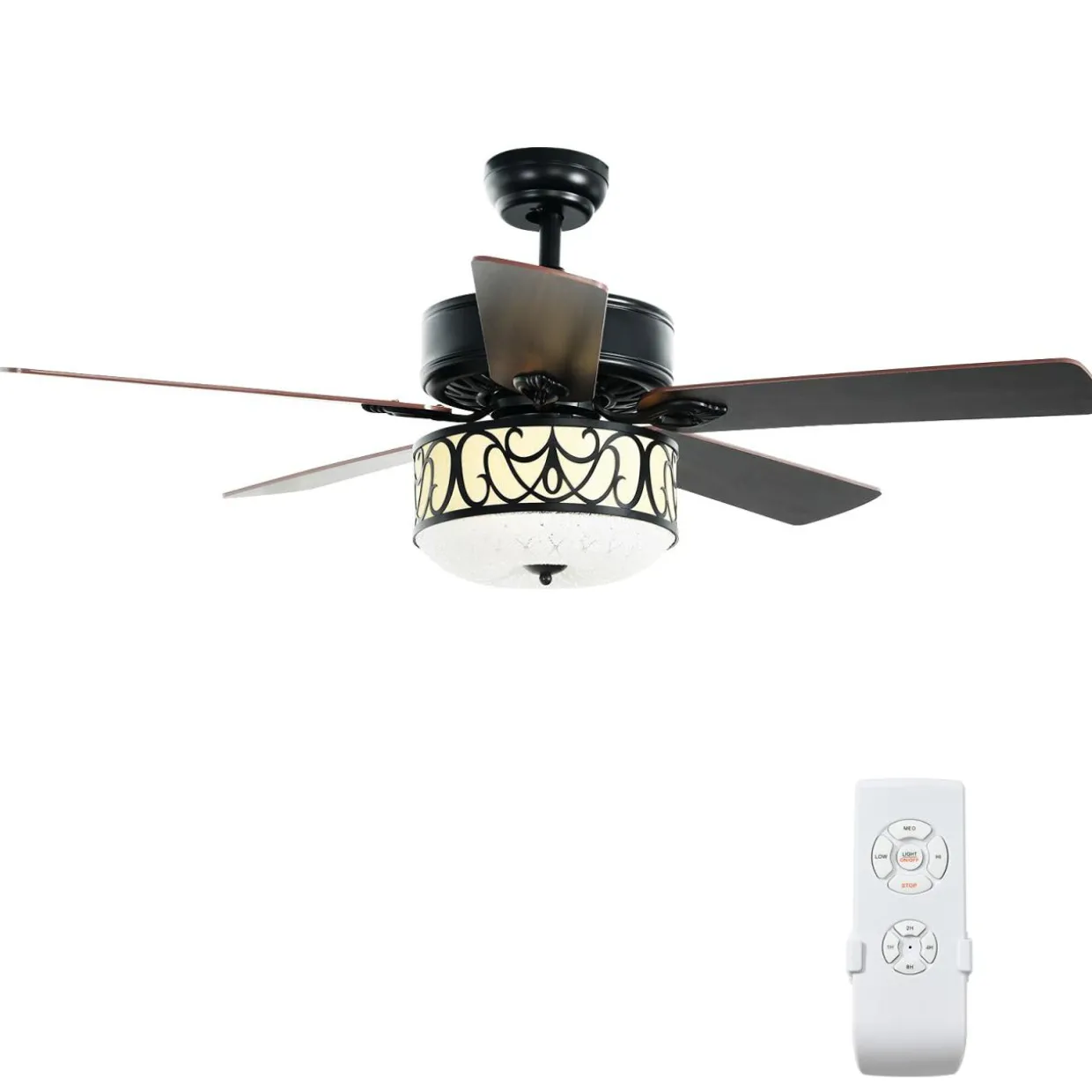 Tangkula 52"Ceiling Fan w/Lights & Remote Control, Lighting Fan w/5 Reversible Blades