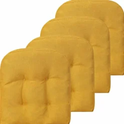 Tangkula Chair Cushions for Dining Chairs 4 Pack, 17.5” x 17”U-Shaped Chair Pads with Polyester Cover