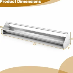 Tangkula Chicken Feeding Trough, 45 Inch Long Heavy Duty Galvanized Steel Coop Feeder with Drainage Holes