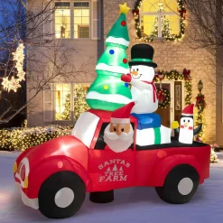 Tangkula Christmas 8 FT Inflatable Santa Claus Driving a Car with LED Lights & Air Blower