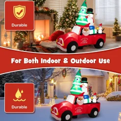 Tangkula Christmas 8 FT Inflatable Santa Claus Driving a Car with LED Lights & Air Blower