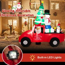 Tangkula Christmas 8 FT Inflatable Santa Claus Driving a Car with LED Lights & Air Blower