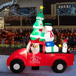 Tangkula Christmas 8 FT Inflatable Santa Claus Driving a Car with LED Lights & Air Blower