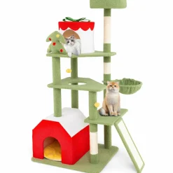 Tangkula Christmas Cat Tree, 61& Climbing Ladder
