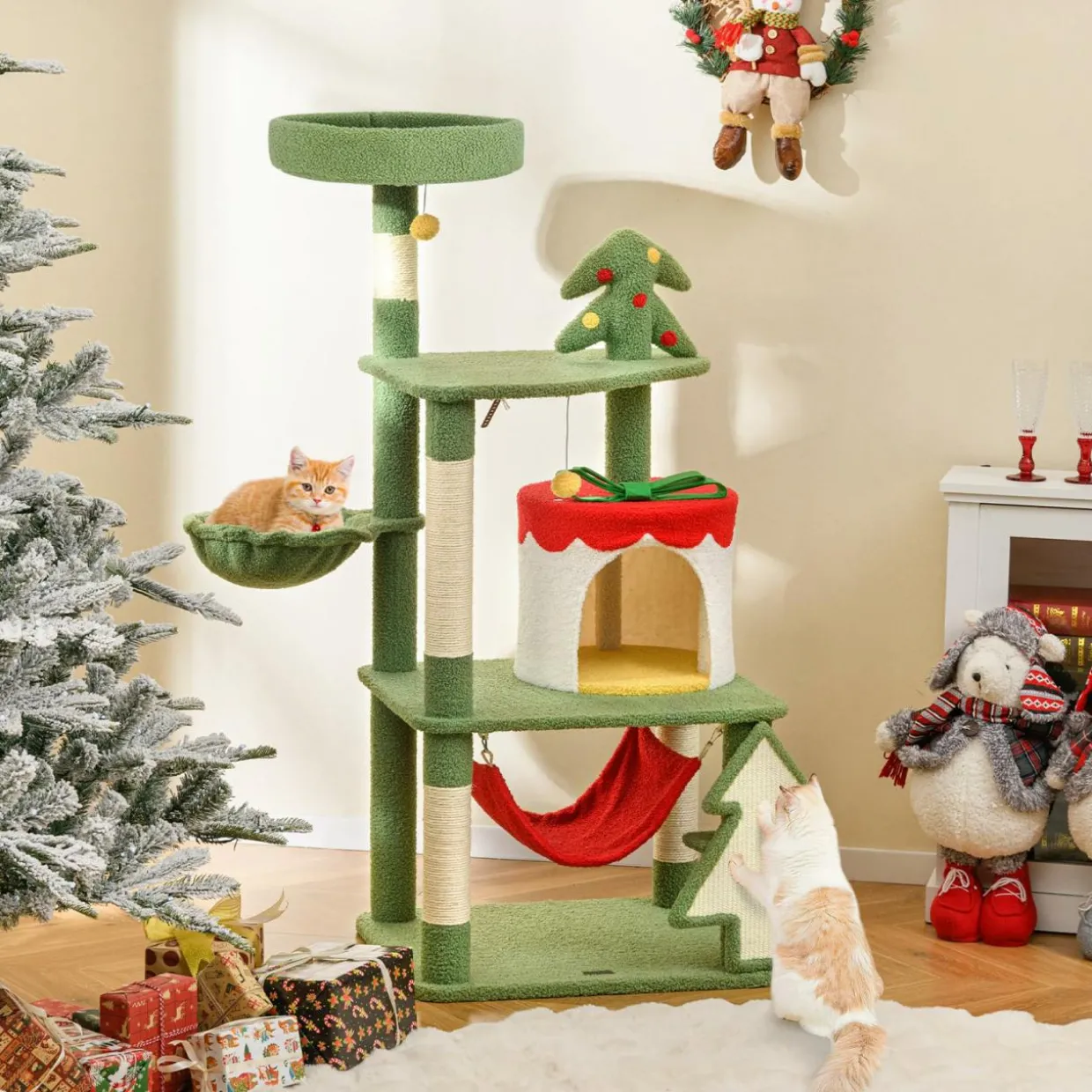 Tangkula Christmas Cat Tree, 52& Xmas Tree