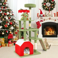 Tangkula Christmas Cat Tree, 61& Climbing Ladder