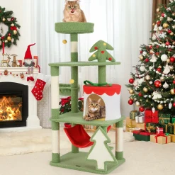 Tangkula Christmas Cat Tree, 52& Xmas Tree
