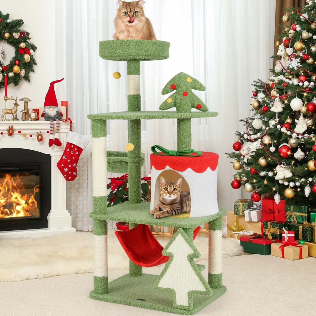 Tangkula Christmas Cat Tree, 52& Xmas Tree