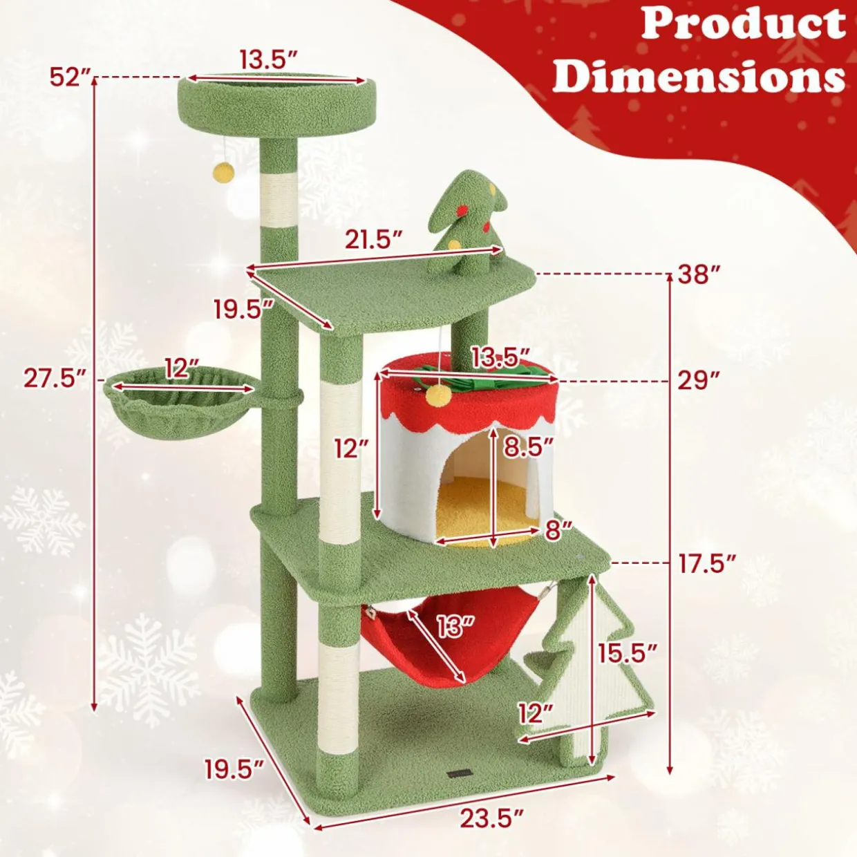 Tangkula Christmas Cat Tree, 52& Xmas Tree