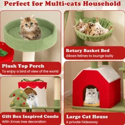 Tangkula Christmas Cat Tree, 61& Climbing Ladder