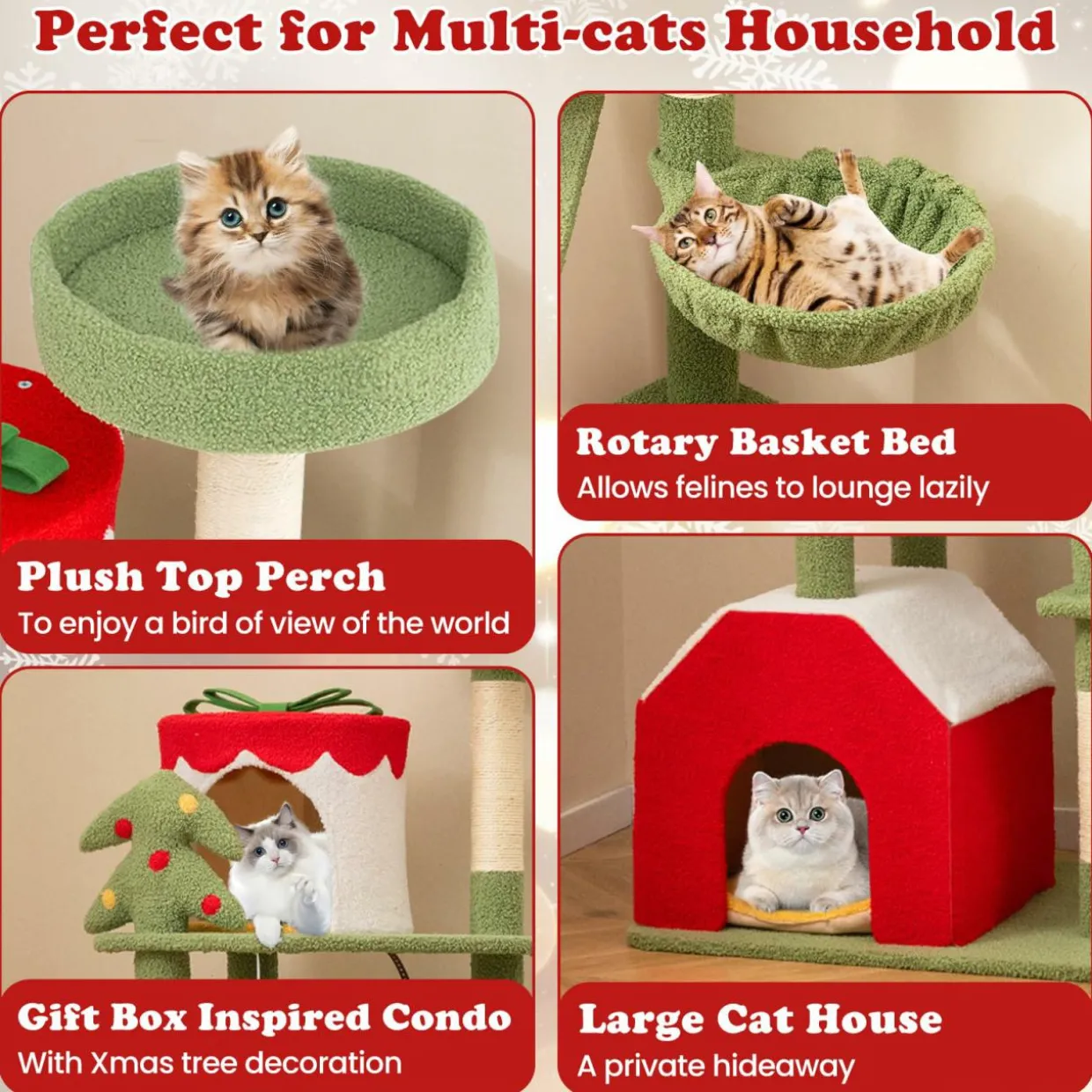 Tangkula Christmas Cat Tree, 61& Climbing Ladder