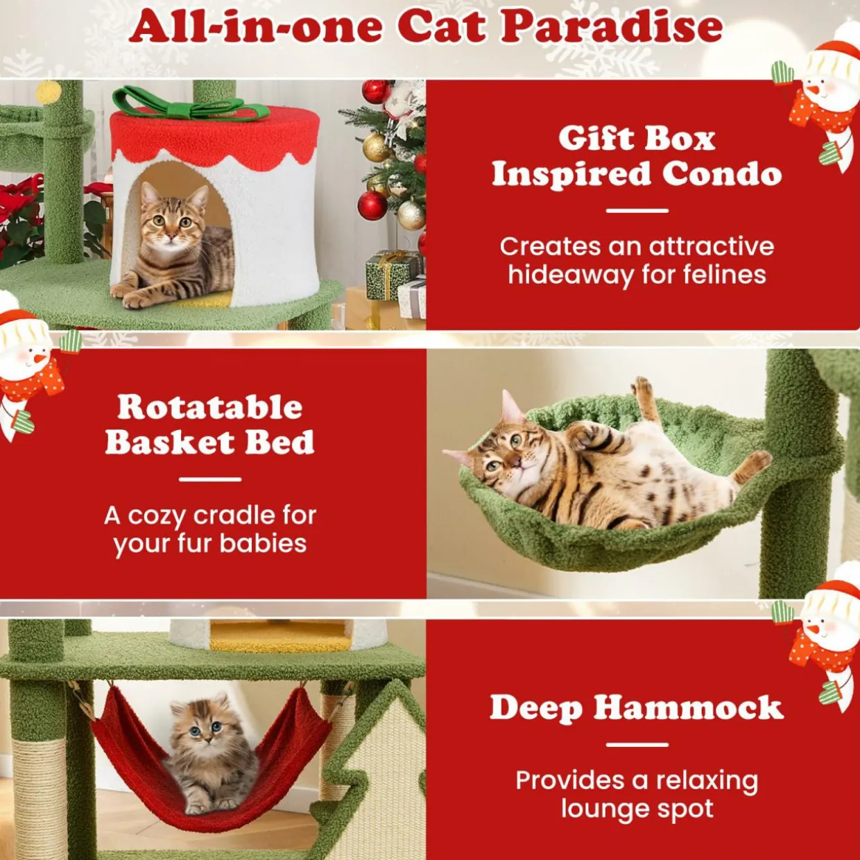 Tangkula Christmas Cat Tree, 52& Xmas Tree