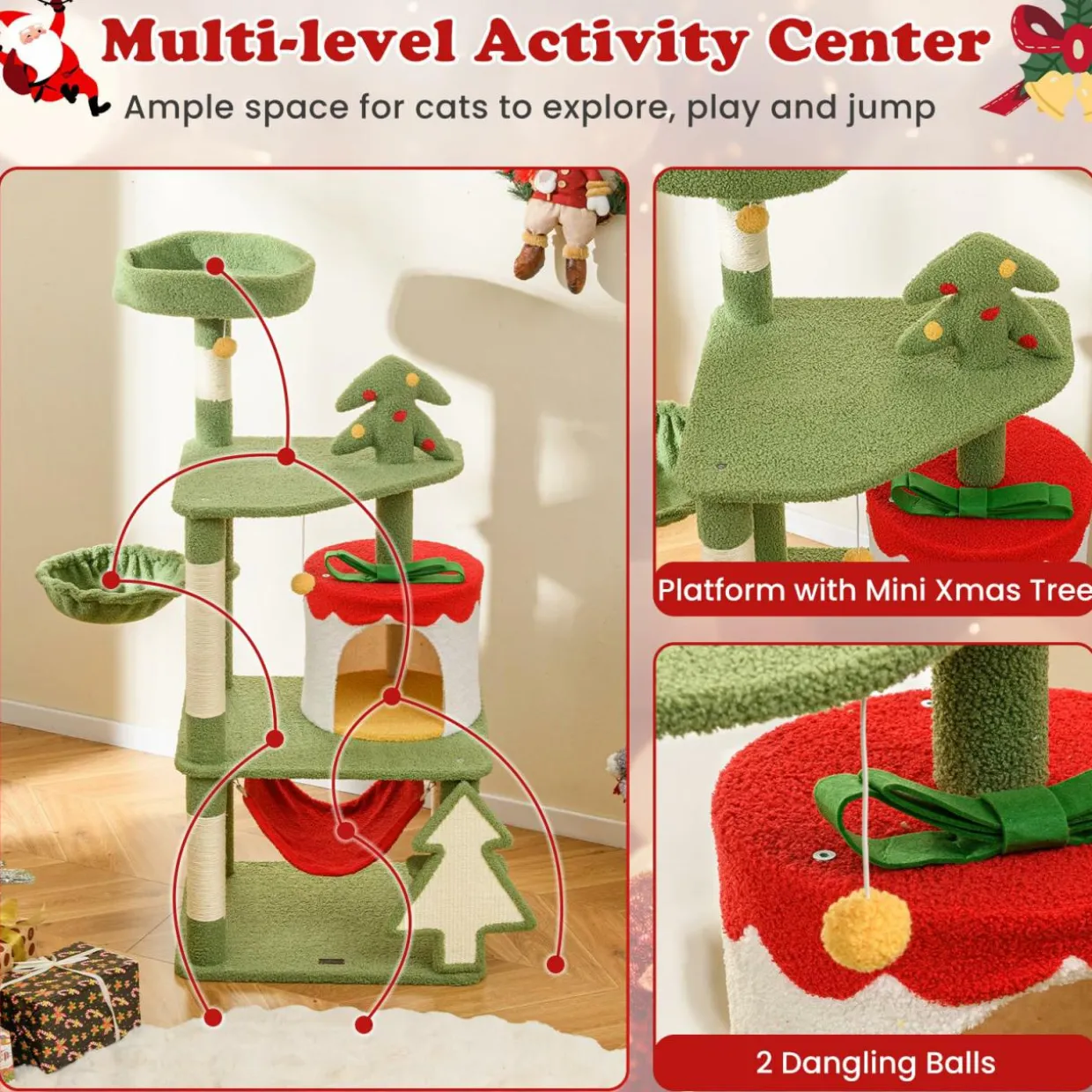 Tangkula Christmas Cat Tree, 52& Xmas Tree