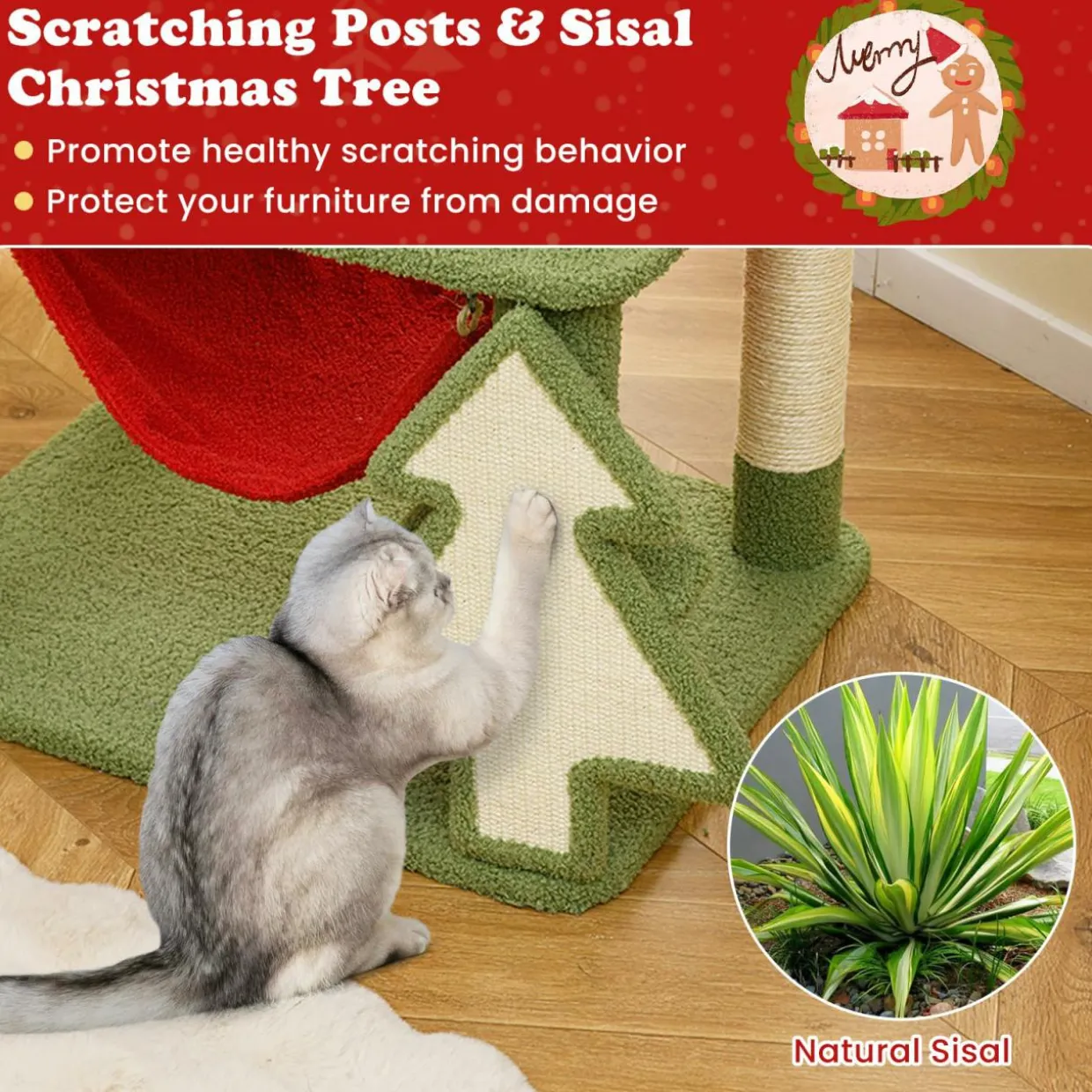 Tangkula Christmas Cat Tree, 52& Xmas Tree