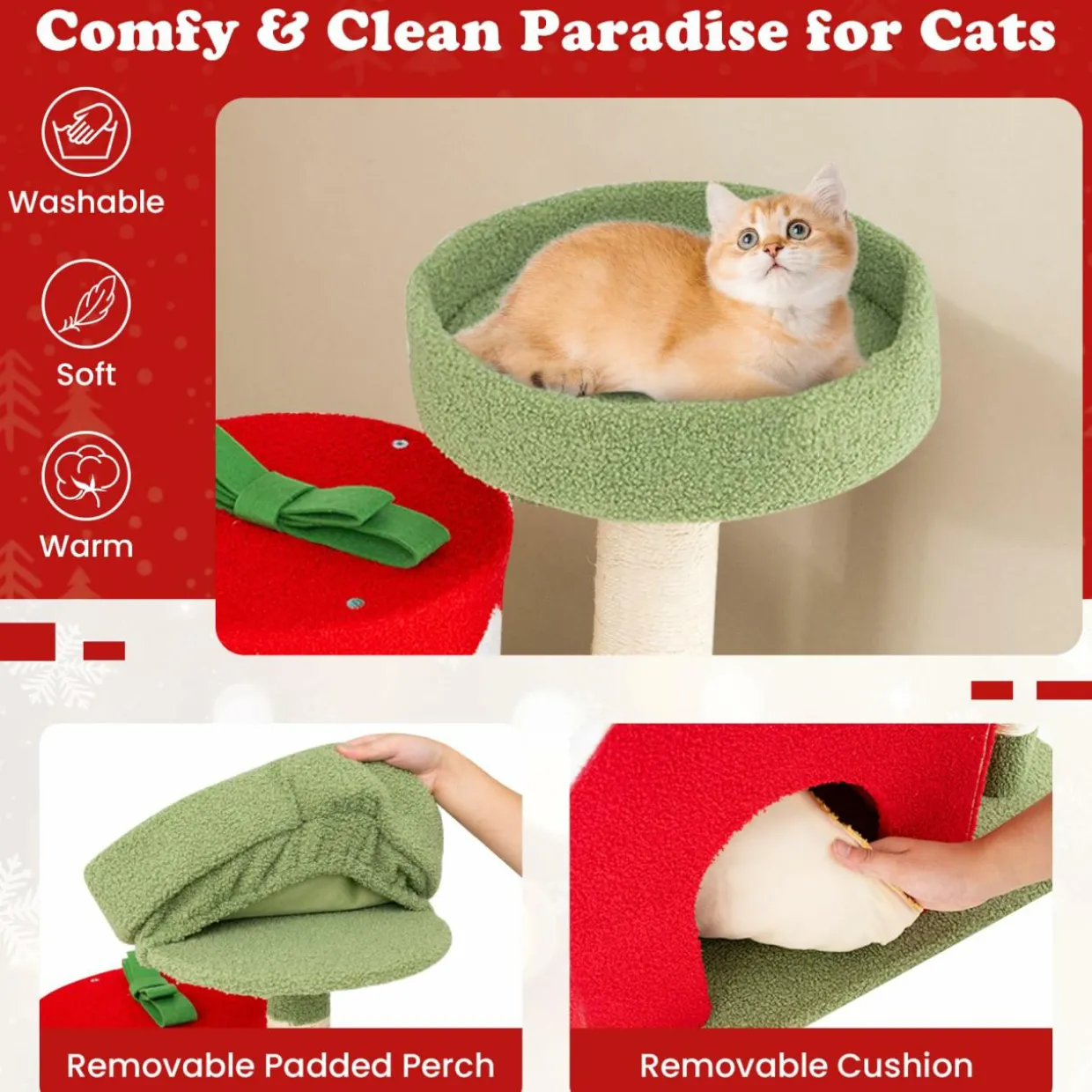 Tangkula Christmas Cat Tree, 61& Climbing Ladder