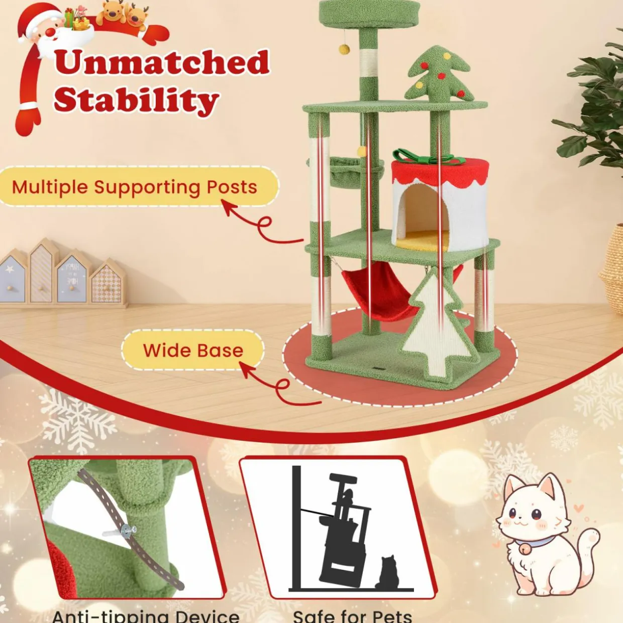 Tangkula Christmas Cat Tree, 52& Xmas Tree