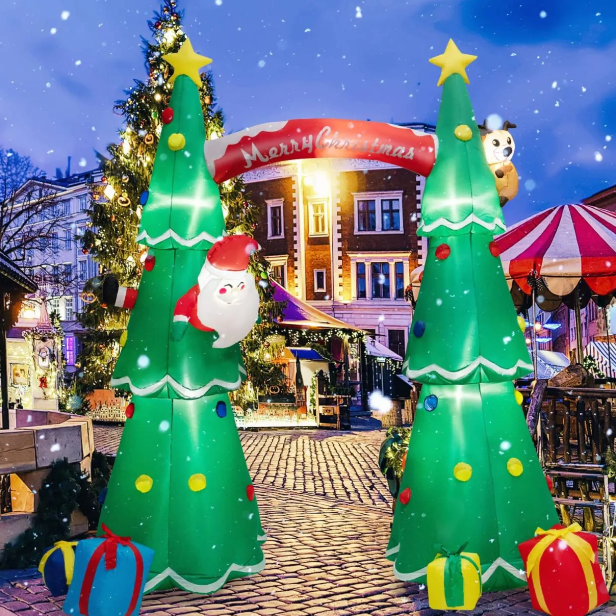 Tangkula Christmas Indoor Outdoor Inflatable Decoration for Yard Lawn