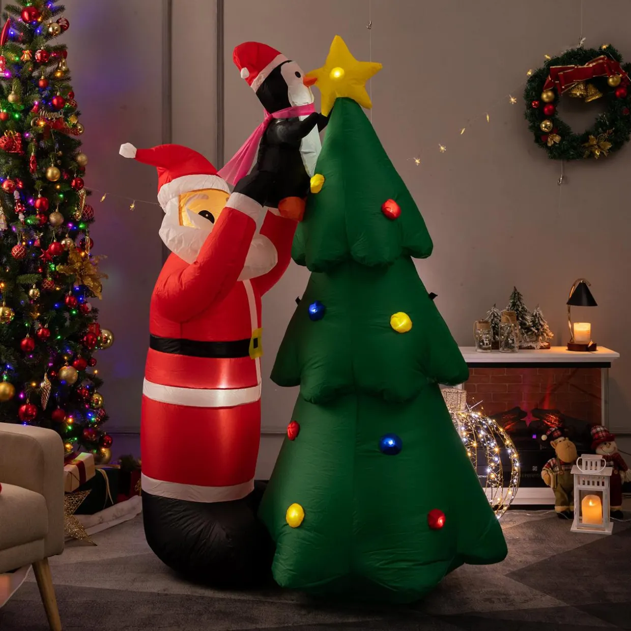 Tangkula Christmas Indoor Outdoor Inflatable Decoration for Yard Lawn