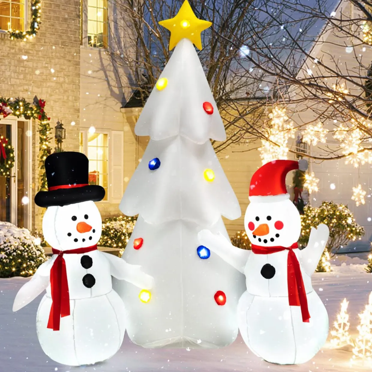 Tangkula Christmas Indoor Outdoor Inflatable Decoration for Yard Lawn
