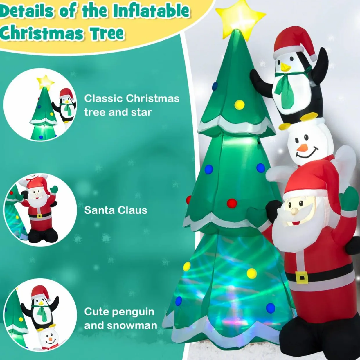 Tangkula Christmas Indoor Outdoor Inflatable Decoration for Yard Lawn