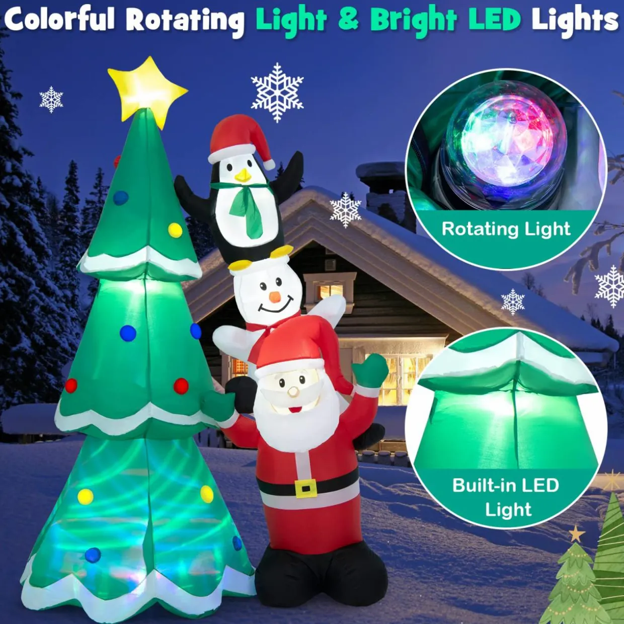 Tangkula Christmas Indoor Outdoor Inflatable Decoration for Yard Lawn