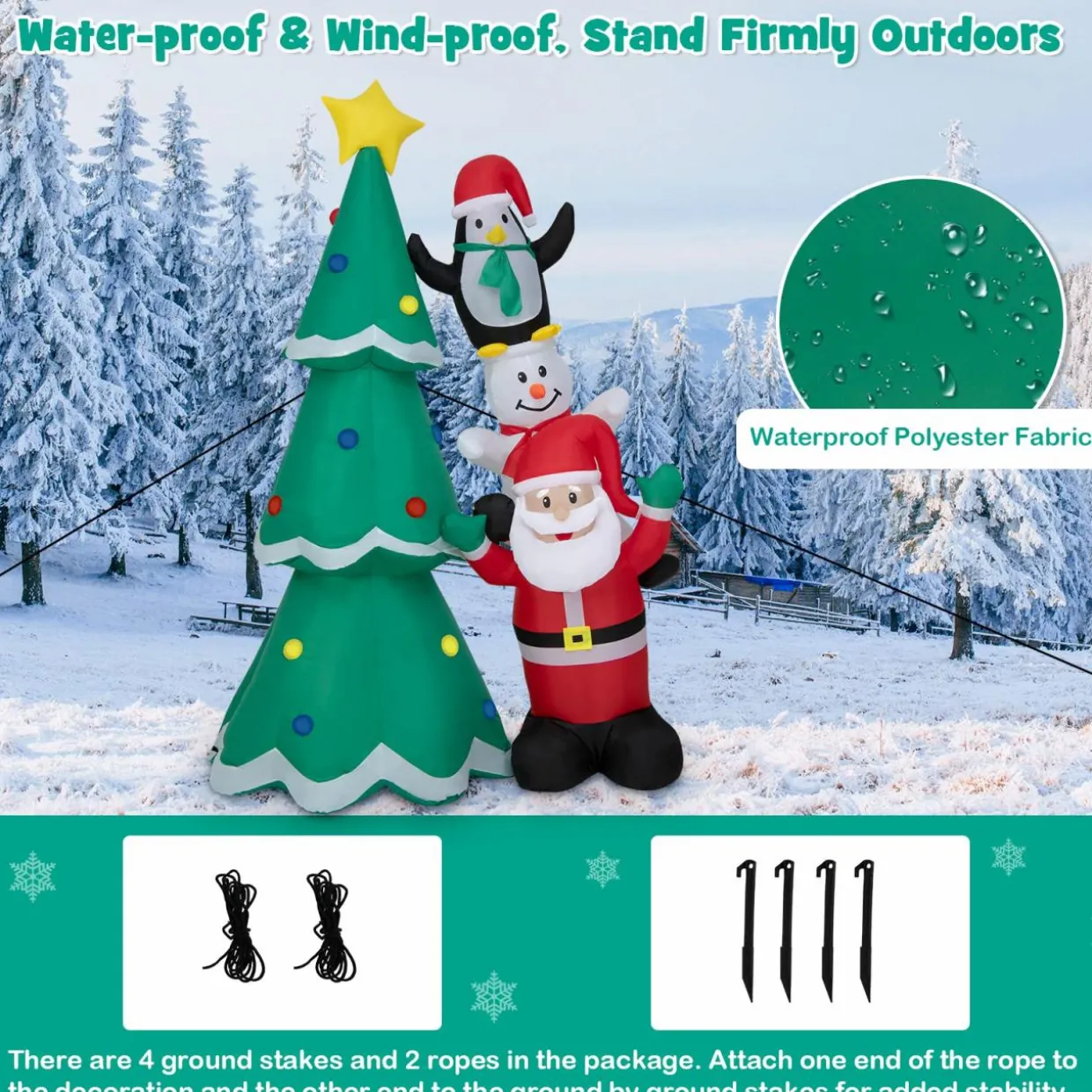 Tangkula Christmas Indoor Outdoor Inflatable Decoration for Yard Lawn