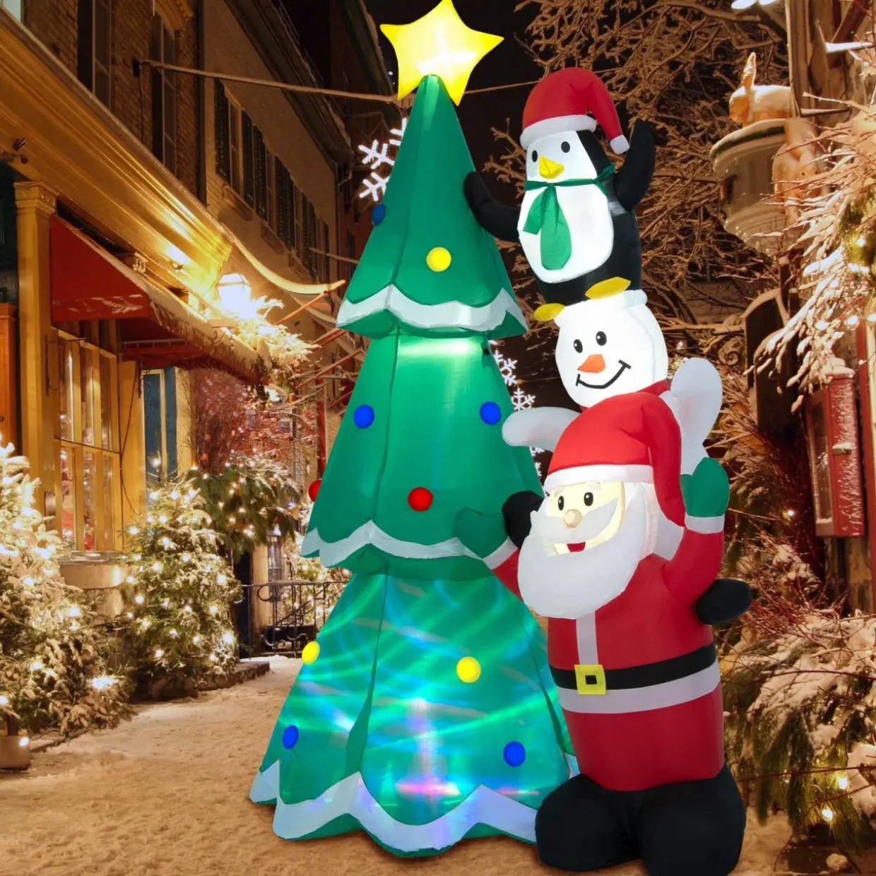 Tangkula Christmas Indoor Outdoor Inflatable Decoration for Yard Lawn