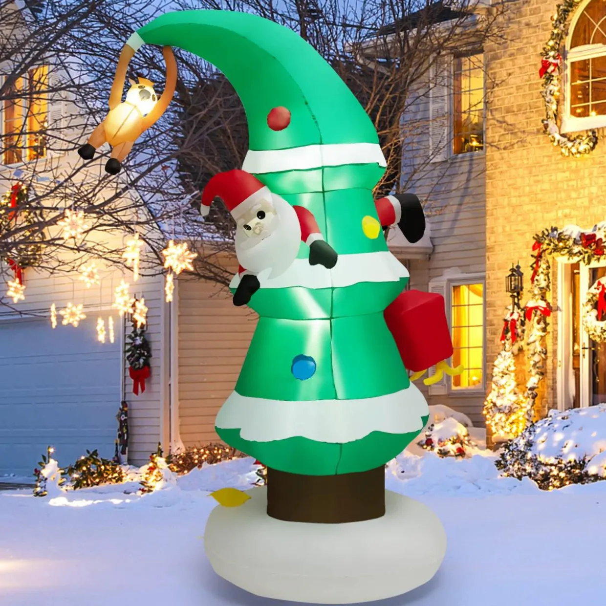 Tangkula Christmas Indoor Outdoor Inflatable Decoration for Yard Lawn