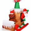 Tangkula Christmas Inflatable Santa Claus with Airplane