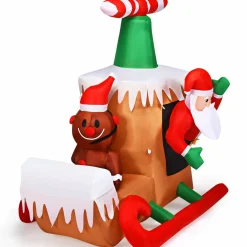 Tangkula Christmas Inflatable Santa Claus with Airplane