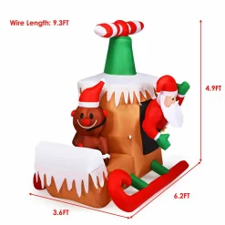 Tangkula Christmas Inflatable Santa Claus with Airplane