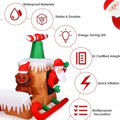 Tangkula Christmas Inflatable Santa Claus with Airplane