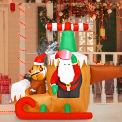 Tangkula Christmas Inflatable Santa Claus with Airplane