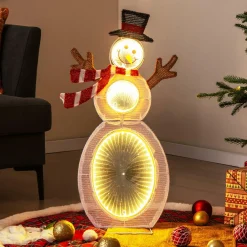 Tangkula Christmas Lighted Snowman, Indoor/Outdoor Christmas Decoration with 105 Built-in LED Lights