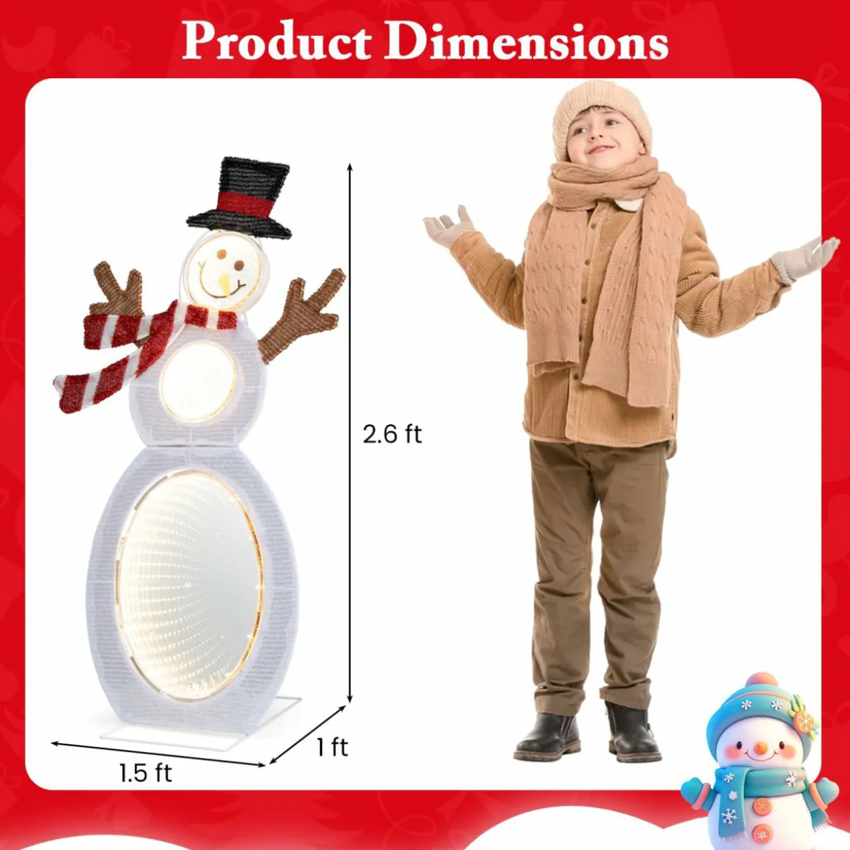 Tangkula Christmas Lighted Snowman, Indoor/Outdoor Christmas Decoration with 105 Built-in LED Lights