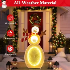 Tangkula Christmas Lighted Snowman, Indoor/Outdoor Christmas Decoration with 105 Built-in LED Lights