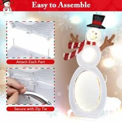 Tangkula Christmas Lighted Snowman, Indoor/Outdoor Christmas Decoration with 105 Built-in LED Lights