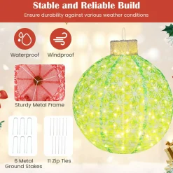 Tangkula Christmas Lighted Pop up Ornaments Set of 3, Outdoor Xmas Lighted Hanging Lanterns with Warm White LED Lights
